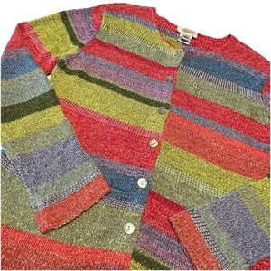 Talbots Vintage Medium Women's Multicolor Button Up Cardigan Travel Vacation